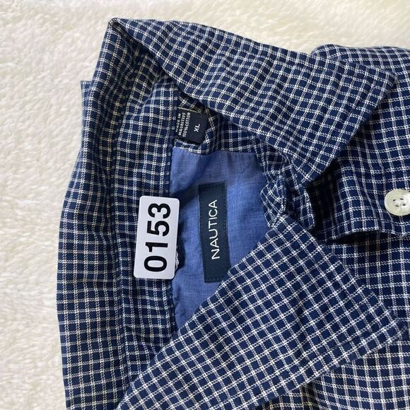 Nautica Shirt Mens Size XL Blue Plaid Casual Button Up Long Sleeve - Picture 11 of 11